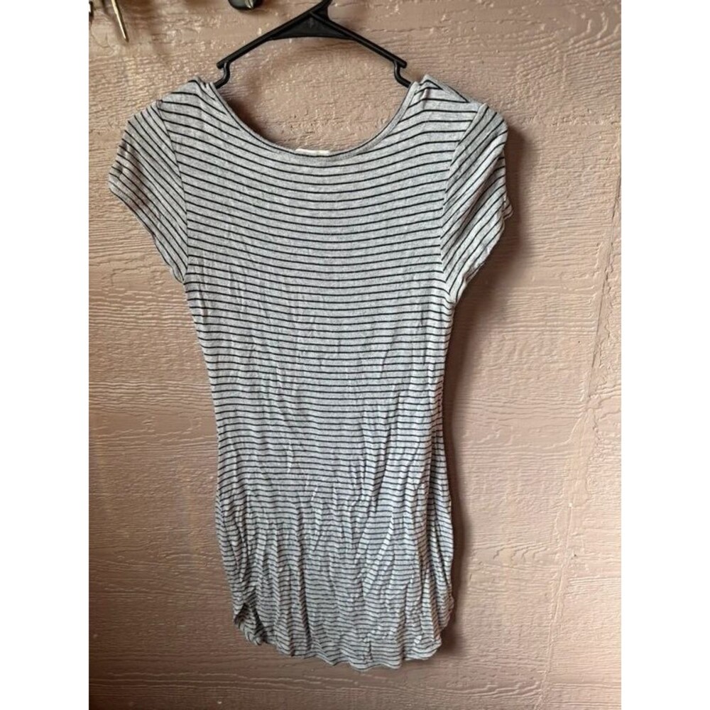 Grey and Black Striped T-shirt Dress